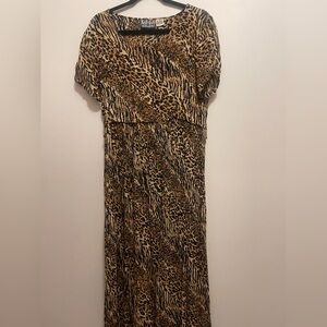Vintage Leopard Print Midi Dress